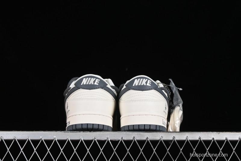 Nike SB Dunk Low LV Collaboration - Straps Lamborghini Off White Dark Grey Swoosh Anniversary High-End Custom Low-Top Casual Sneakers - SJ2068-262