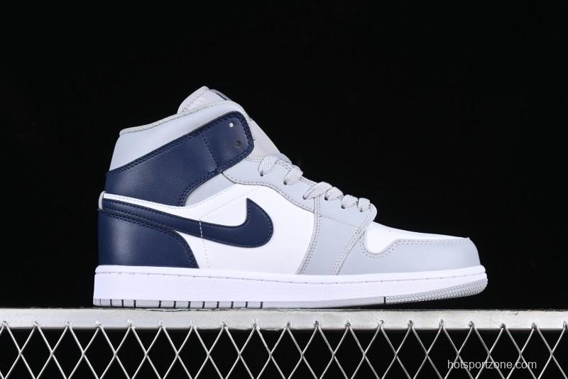 Nike Air Jordan 1 Mid AJ1 Basketball Shoes in Grey Blue - DQ8426-104