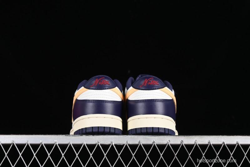 Nike Dunk Low Retro SB Skateboarding Shoes in Navy Blue with Purple Gold White Colorway - FV8106-181