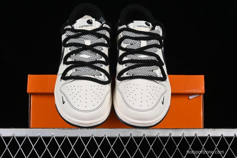 Nike SB Dunk Low Carhartt Collaboration - Strap Black Hook Anniversary High-End Custom Low-Top Casual Skate Shoes - SJ2068-265