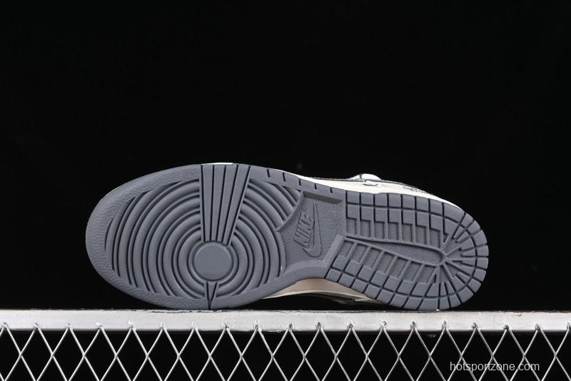 Stussy x Nike Dunk Low SB Sneakers in Off-White and Gray with Stussy S Titanium Accessory - SJ2068-275