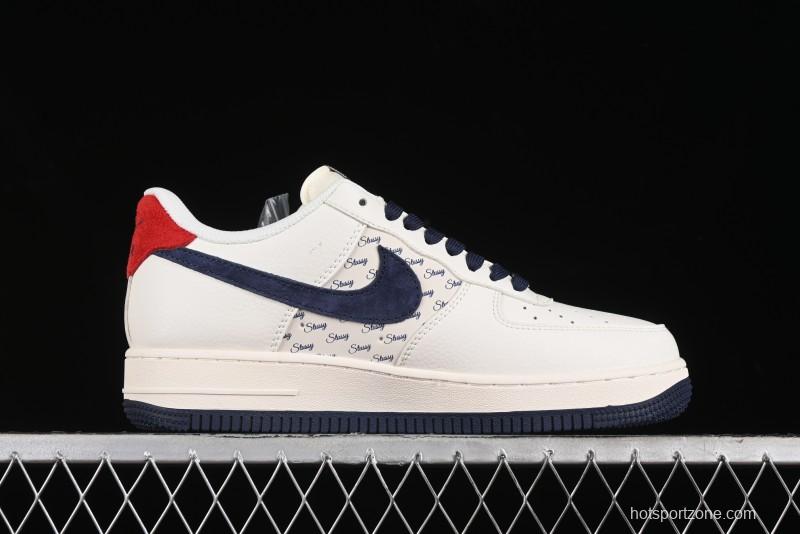 Nike Air Force 1 '07 Low Stussy Collaboration - Blue Red Print Low-Top Casual Sneakers - XZ3318-566