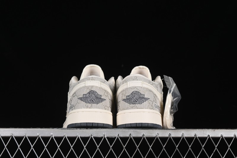 Nike Air Jordan 1 Low Gucci Collaboration - Smoke Grey Pattern High-End Custom Retro Basketball Shoes - DM5688-101