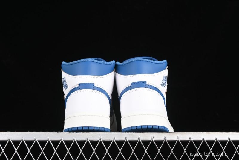 Nike Air Jordan 1 Mid Basketball Shoes Industrial Blue - FN5215-141