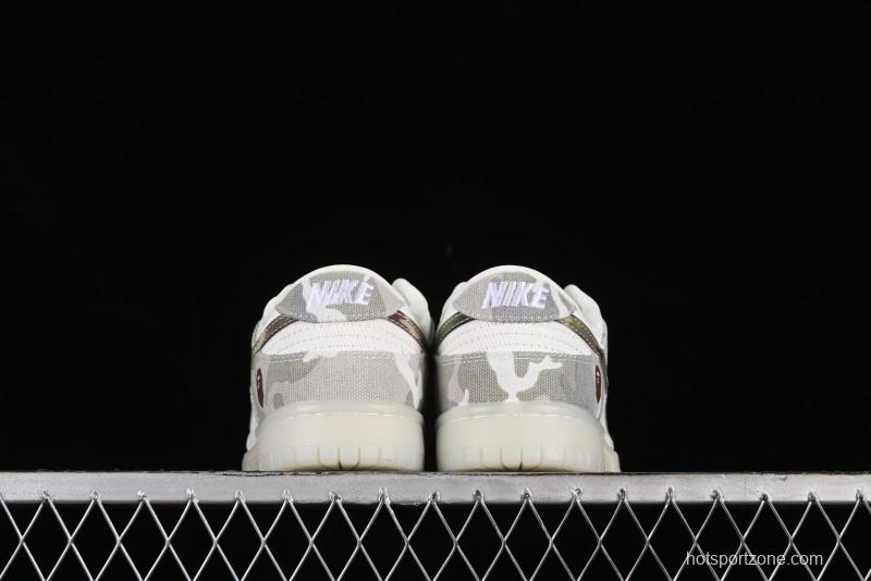 Nike SB Dunk Low Bape Collaboration - Crystal Camouflage Anniversary Custom Low-Top Casual Skate Shoes - JH8040-941