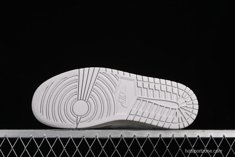 Nike Air Jordan 1 Low Casual Sneakers in White-Grey - FQ7687-300