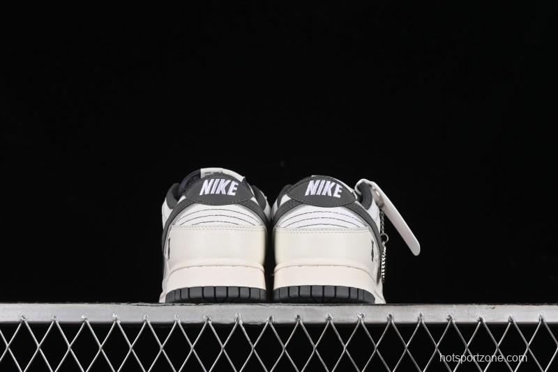 Nike SB Dunk Low Violent Bear Collaboration - Woven Grey Check Anniversary Custom Low-Top Casual Sneakers - KK1888-004