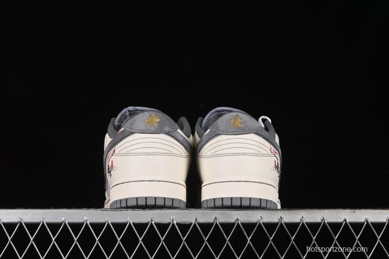 Nike SB Dunk Low Black Wukong Series - Light Gray Swoosh Anniversary Custom Low-Top Casual Skate Shoes - SJ1098-013