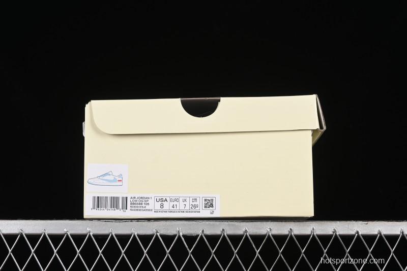 Nike Travis Scott x Fragment Design x Air Jordan 1 Low OG SP AJ1 Stone Island Collaboration - BB6588-105