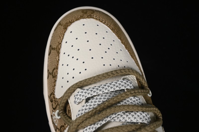 Nike SB Dunk Low Gucci Collaboration - Yellow Denim with Subtle Pattern and White Swoosh Anniversary High-End Custom Low-Top Casual Sneakers - SJ2068-273