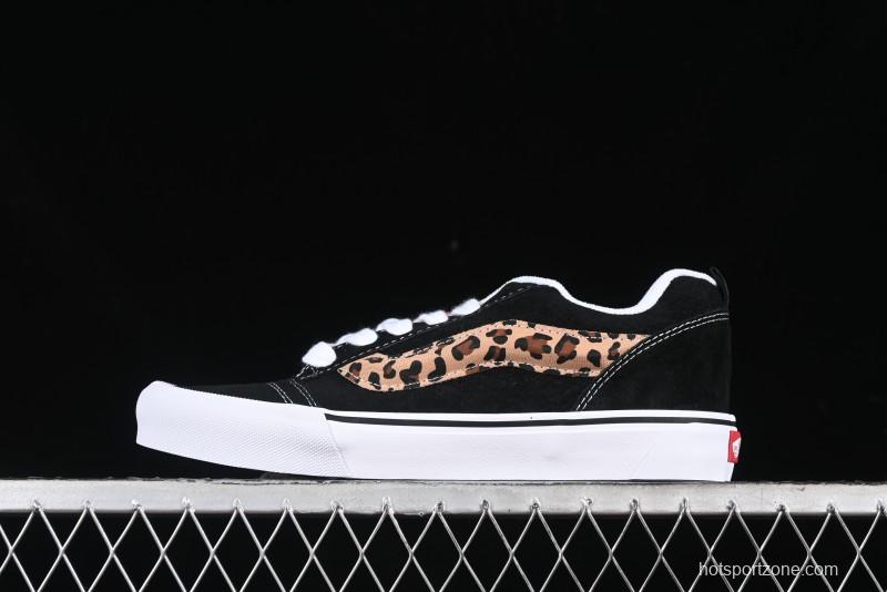 Vans Classics Knu Skool Sneakers with Leopard Print Logo in Black - VN000D2GBA2