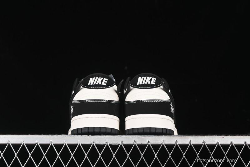 Nike SB Dunk Low x AMBUSH x Stussy Collaboration - Black Stitch Anniversary Custom Low-Top Casual Sneakers - XX2025-358