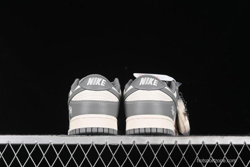 Nike SB Dunk Low Stussy Collaboration - Midnight Grey Anniversary Custom Low-Top Casual Skate Shoes - BB9898-007
