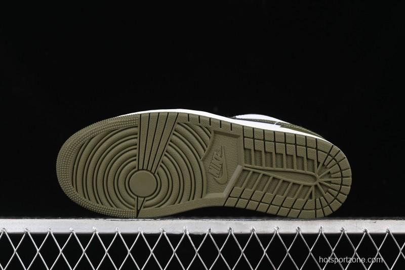 Nike Air Jordan 1 Low "Medium Olive" Casual Sneakers - 553558-092