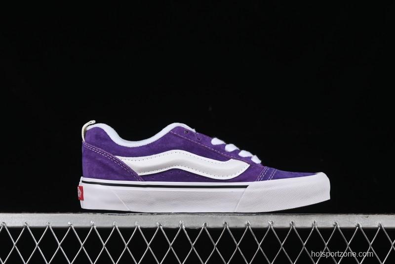 Vans Classics Knu Skool Full-Grain Leather Retro Sneakers with Chunky Silhouette - VN000CS0DRV