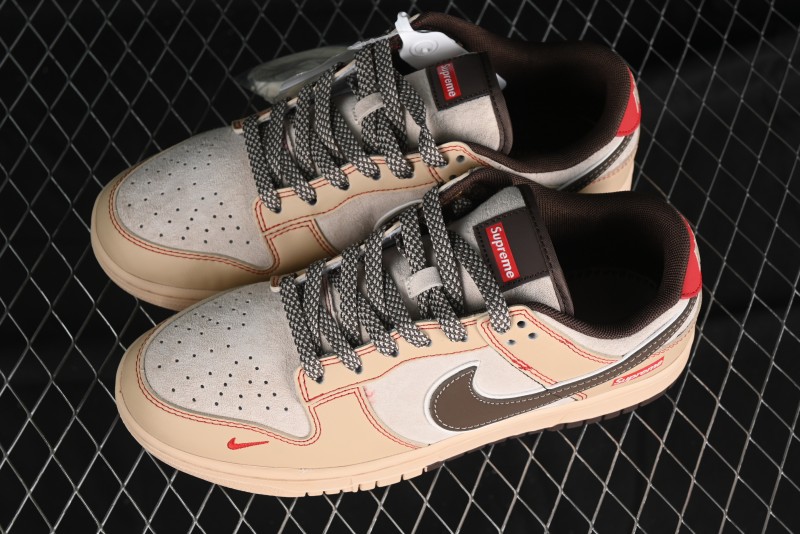 Nike SB Dunk Low SUP Collaboration - Distressed Black Swoosh Anniversary Custom Low-Top Skate Shoes - MM1089-021