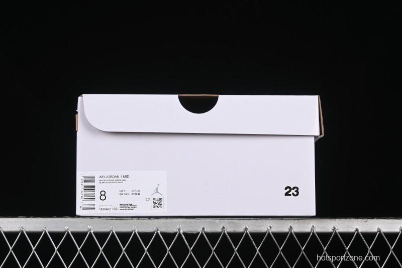 Nike Air Jordan 1 Mid Basketball Shoes in White/Oxidized Green - BQ6472-133