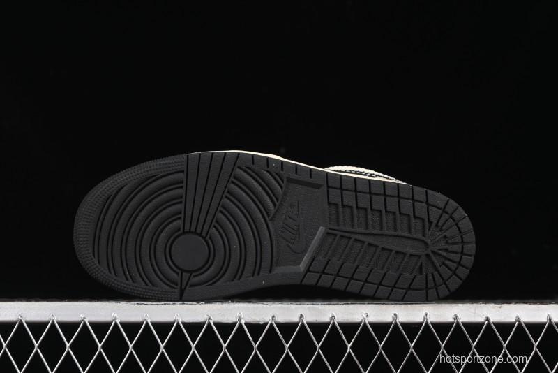 Nike Air Jordan 1 Low "Coconut Milk Black" Casual Basketball Shoes with Contrast Swoosh - HQ3437-101