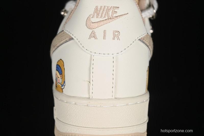 Nike Air Force 1 Low x Capybara "Pearl Girl" Casual Sneakers with Lace-Up Design - LV0506-505