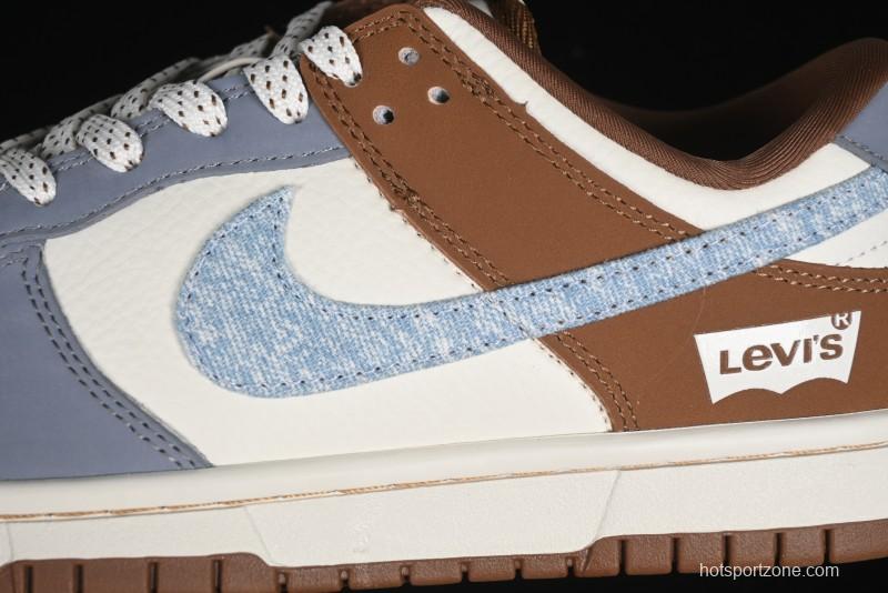 Nike SB Dunk Low Levi's Collaboration - White Grey Brown Anniversary Customized Low-Top Casual Sneakers - JH8310-958