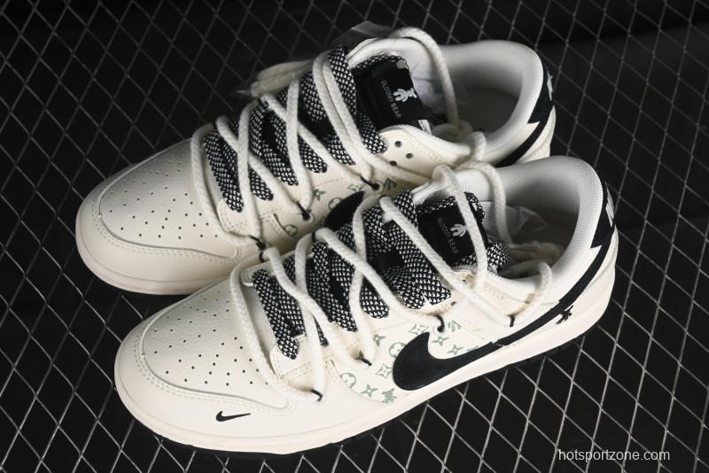 Nike SB Dunk Low Violent Bear Series - Lace-Up Beige with Black Swoosh Anniversary High-End Custom Low-Top Casual Sneakers - SJ2068-291