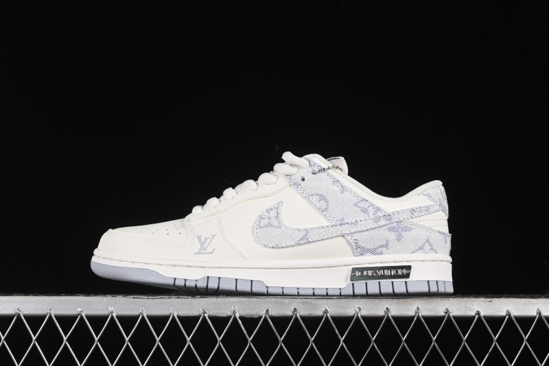 Nike SB Dunk Low LV Collaboration - Purple Denim with White and Purple Swoosh Anniversary High-End Custom Low-Top Casual Sneakers - DJ2024-010