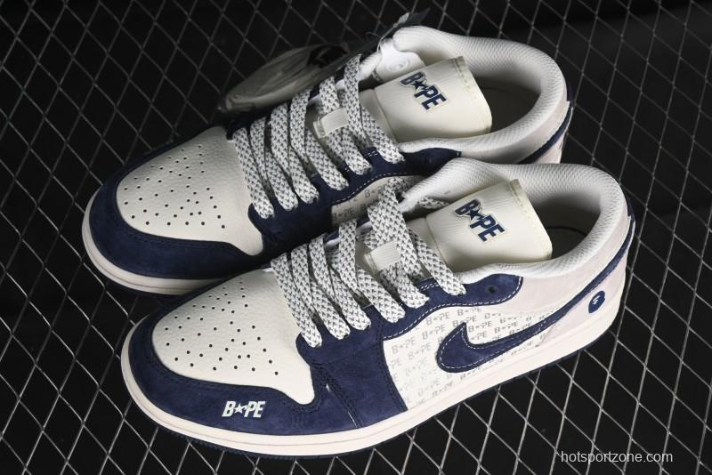Nike Air Jordan 1 Low BAPE Collaboration Retro Basketball Shoes - WG8850-015