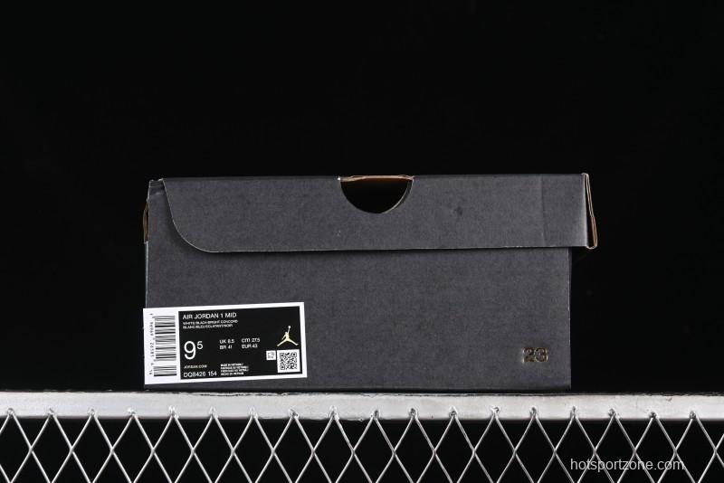 Nike Air Jordan 1 Mid AJ1 Lakers Colorway Black White Purple Mid-Top Casual Sneakers - DQ8426-154