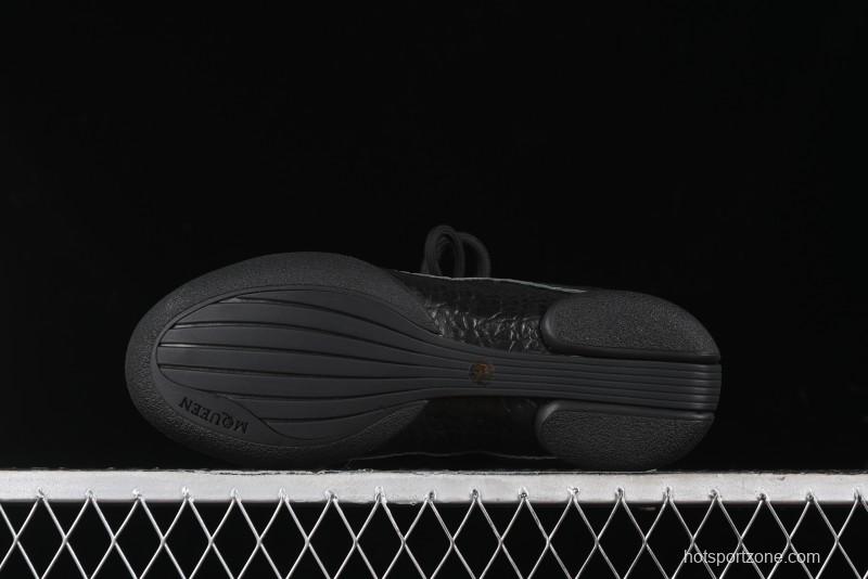Alexander McQueen Flexion Retro Sneakers in Black with Diamond Grain Calfskin - 8.F6