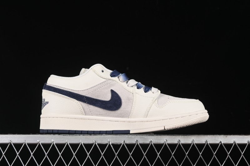 Nike Air Jordan 1 Low Supreme Collaboration - Deep Blue Two-Tone Sole Retro Basketball Shoes - SJ9950-020
