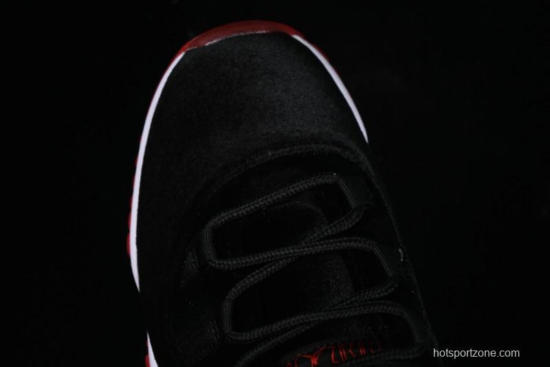 Nike Air Jordan 11 Retro "Bred Velvet" Basketball Shoes with Velvet Overlay - DB5457-061