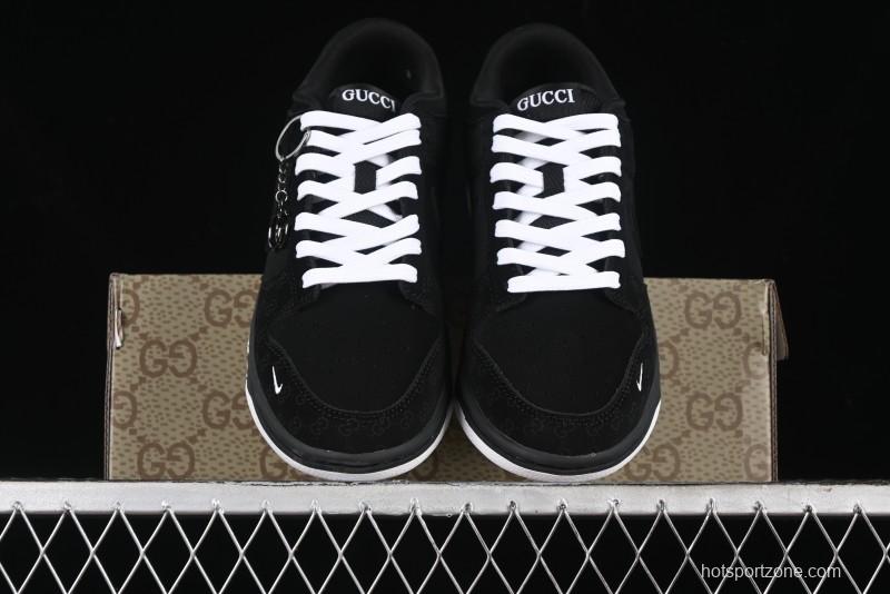 Nike SB Dunk Low Gucci Collaboration Dark Floral Pattern Anniversary Custom Low-Top Casual Sneakers - FC1688-140