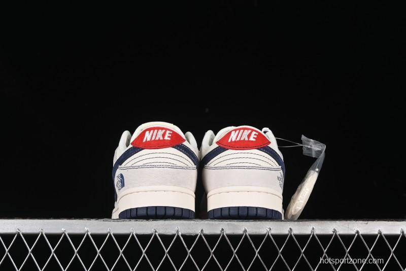 Nike SB Dunk Low The North Face Collaboration - Grey Pigskin Navy Swoosh Anniversary Custom Low-Top Casual Skate Shoes - SJ1089-012