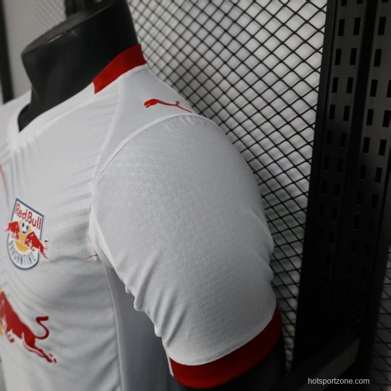 Player Version 25/26 RB Leipzig White with Chevron Pattern and Red Bull Logo Jersey
