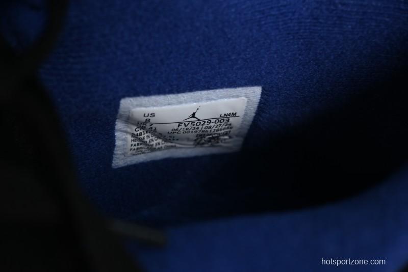 Nike Air Jordan 4 Retro Basketball Shoes in Black, Blue and Neutral Grey - FV5029-003