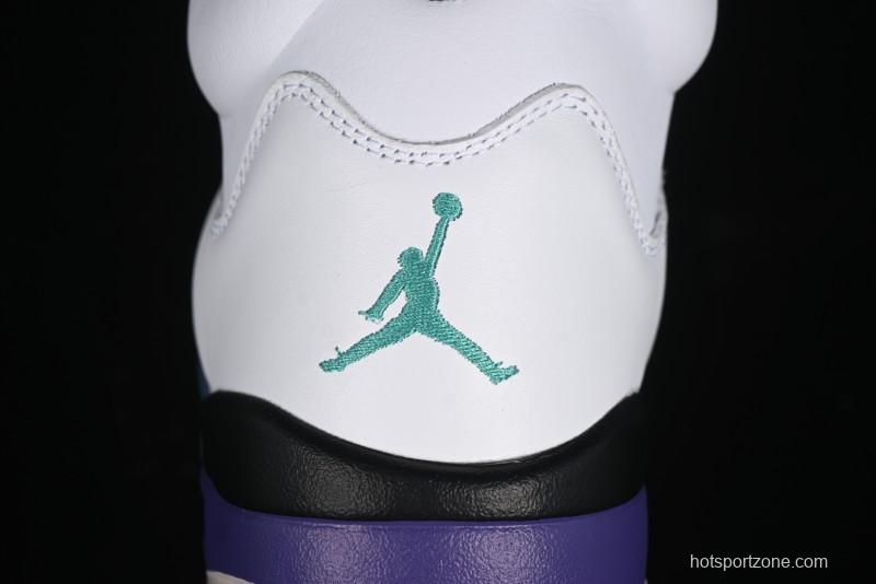 Nike Air Jordan 5 Retro Sneakers in White and Purple Grape Colorway - 136027-108