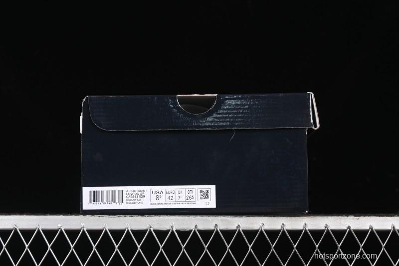 Nike Travis Scott x Fragment Design x Air Jordan 1 Low OG SP AJ1 Retro Sneakers with Stone Pattern - CF3688-029