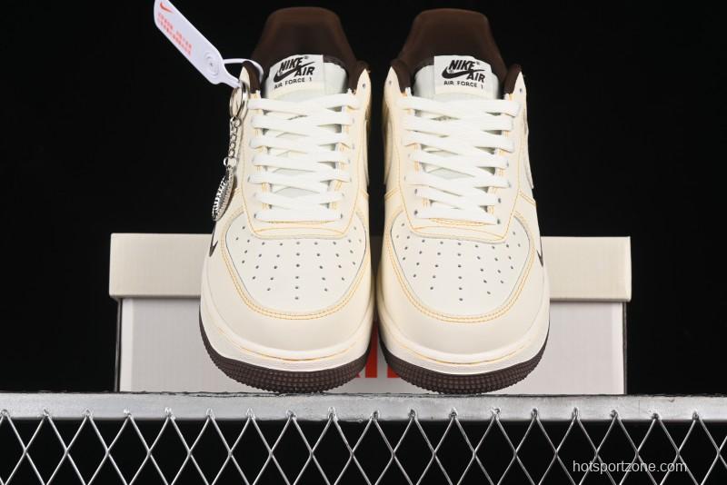 Nike Air Force 1 '07 Low UN Collaboration Casual Sneakers in Off-White with Yellow Stitch - KK3333-002