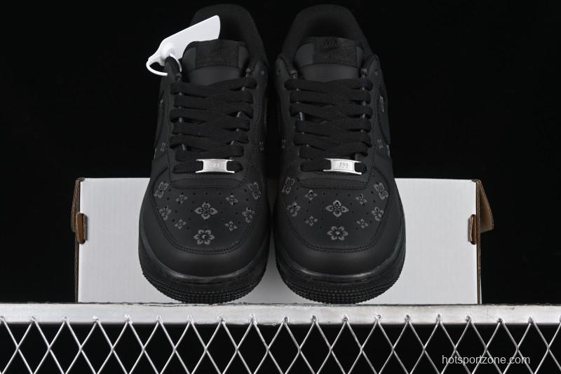 Nike Air Force 1 '07 Low LV Custom All Black Casual Sneakers - 315122-101