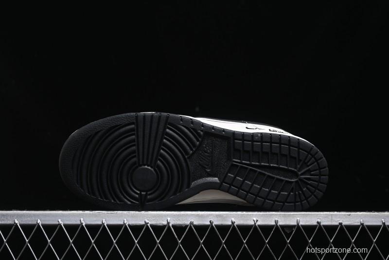 Nike SB Dunk Low Supreme Collaboration - Black Stitch Mini Swoosh Custom Low-Top Casual Skate Shoes - XX3186-302