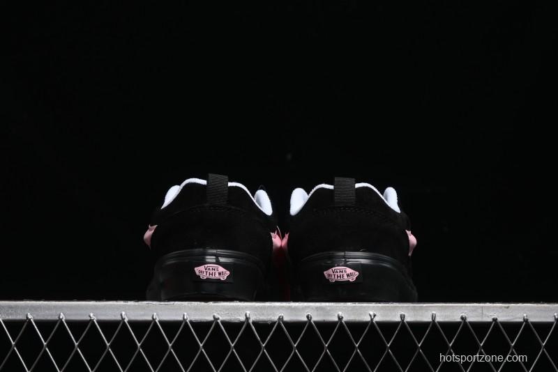 Vans Knu Skool Low Top Retro Sneakers in Black Pink with Big Logo - VN0009QC6BT1