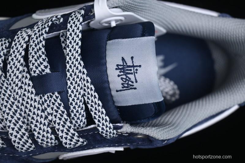 Nike Air Force 1 '07 Low Stussy Collaboration - Grey Blue Suede Low-Top Casual Sneakers - SJ6698-007