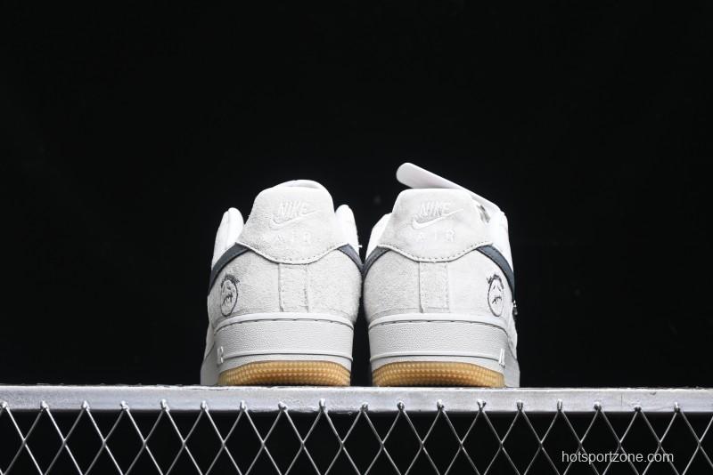 Nike Air Force 1 '07 Low Ghostface Collaboration - Light Grey Pigskin Low-Top Casual Sneakers - DF0188-022