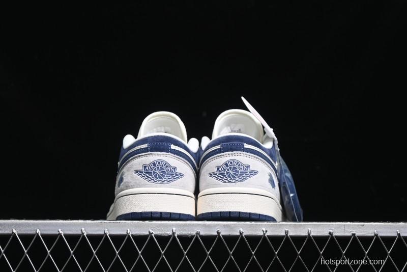 Nike Air Jordan 1 Low AJ1 The North Face Collaboration - Custom High-End Retro Basketball Shoes with Blue Swoosh - DM9188-010