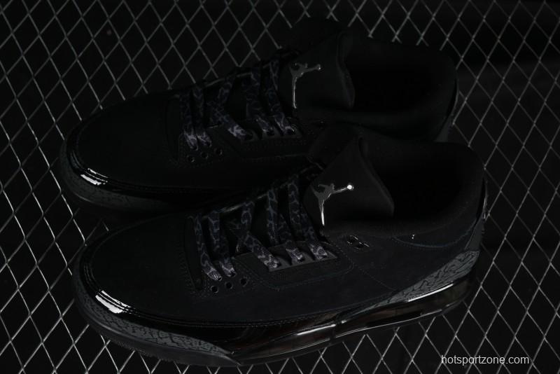Nike Air Jordan 3 Retro Basketball Shoes in Midnight Black - CT8532-001