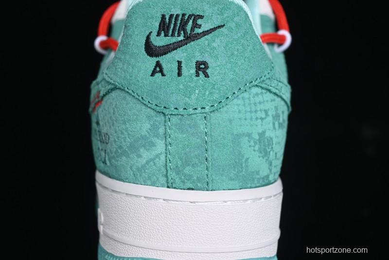 Nike Air Force 1 '07 Low Gucci Stone Island Collaboration - Grey Green Pigskin Lace-Up Casual Sneakers - DF0188-010
