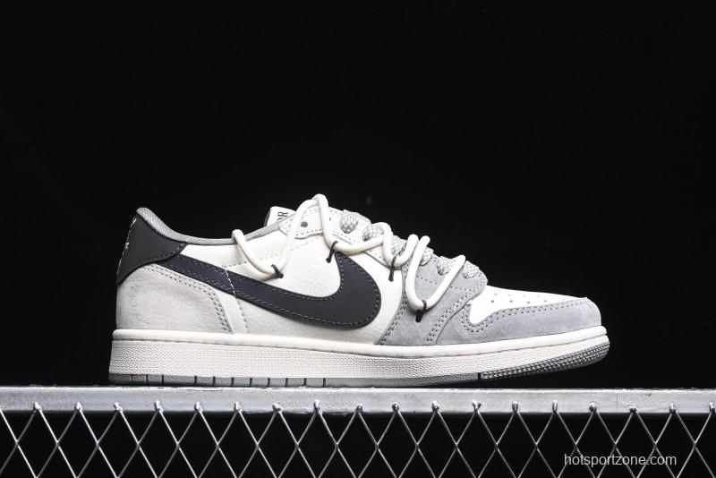 Nike Travis Scott x Fragment Design x Air Jordan 1 Low OG SP AJ1 Dior Collaboration - Splatter Lace-Up Low-Top Casual Sneakers DM9288-002