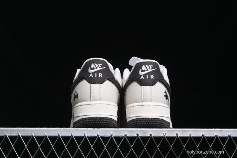 Nike Air Force 1 '07 Low Stussy Collaboration - White Black Sole Low-Top Casual Sneakers - XZ6188-279
