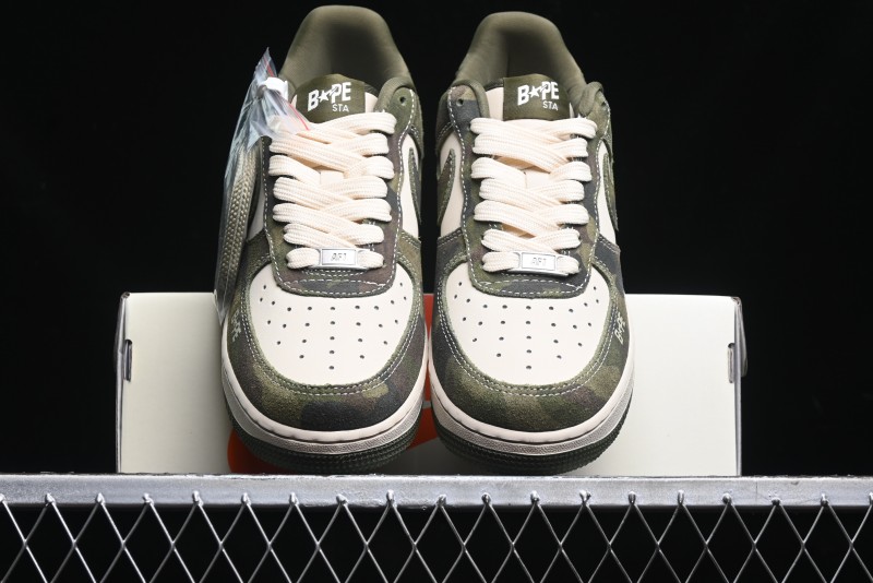 Nike Air Force 1 '07 Low Bape Collaboration - Jungle Camouflage Low-Top Casual Sneakers - CH6336-509