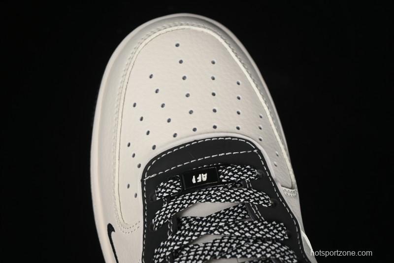 Nike Air Force 1 '07 Low Stone Island x Supreme Collaboration - Off-White Black Heel Casual Sneakers - BB1616-307